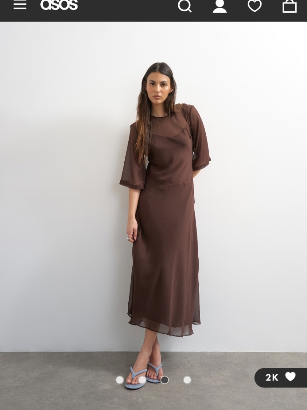 Topshop Chocolate Sheer Midi Dress - Picture 1 of 8